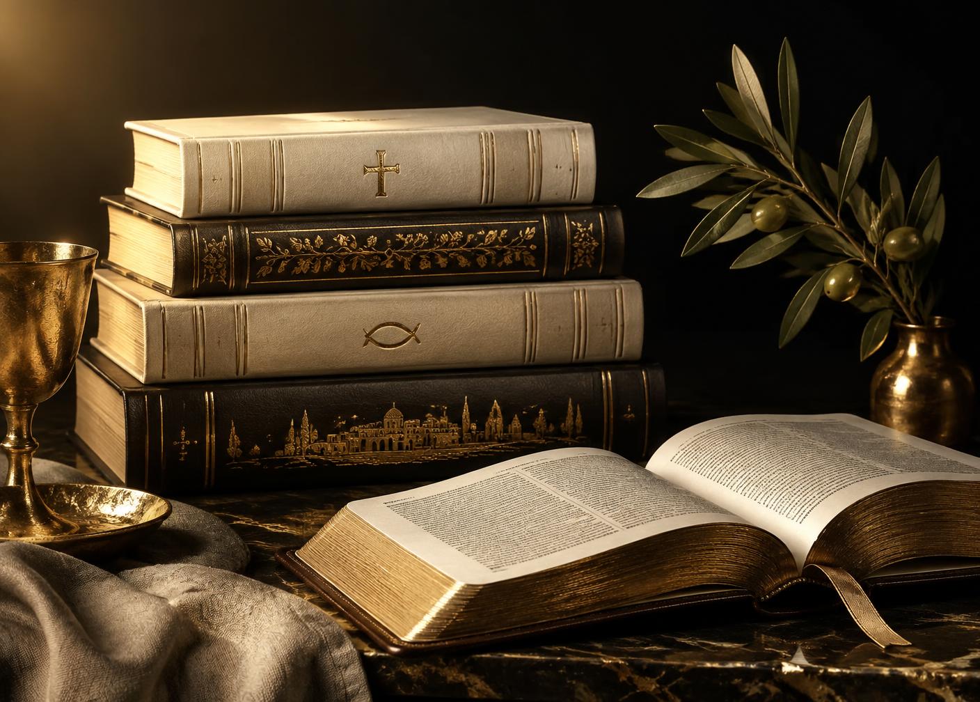 Christian books with golden details
